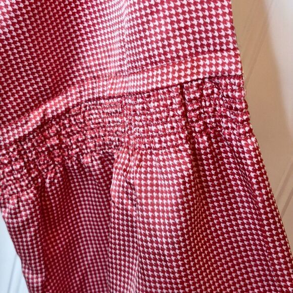 Antilia Femme Womens Size 1X Button Front Blouse Red White Houndstooth Smocked - Picture 7 of 11